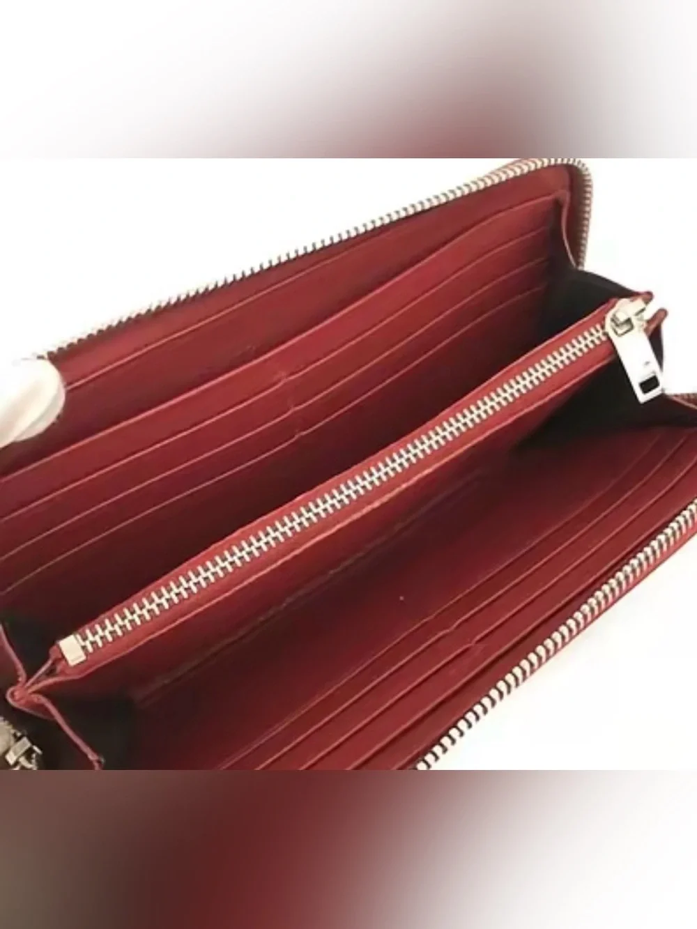 Pre-owned Saint Laurent Cassandra Leather Zip Around Long Wallet Red - Picture 4 of 5
